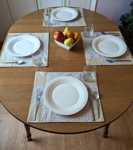 Beige Medallion Dining Table Placemats - Image 8
