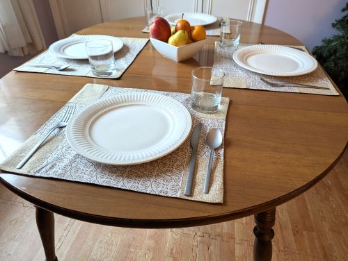 Beige Medallion Dining Table Placemats - Image 9