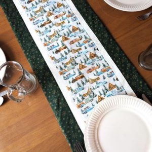 Camper Christmas Table Runner Green