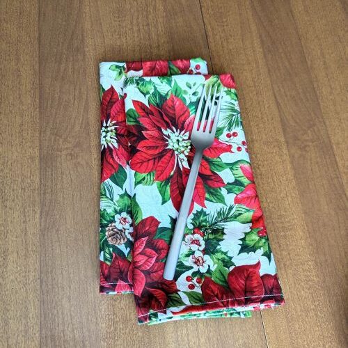 Fresh Poinsettia Dinner Table Napkins