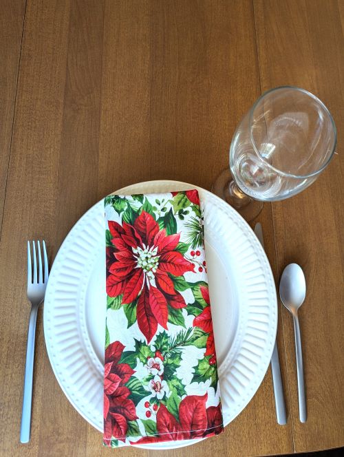 Fresh Poinsettia Dinner Table Napkins - Image 5