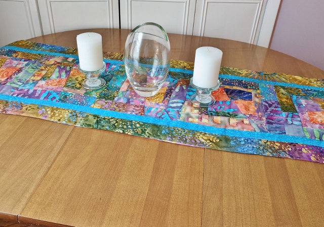Kaleidoscope Splatter Blue Table Runner 44 inch - Image 2