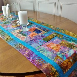 Kaleidoscope Splatter Blue Table Runner 44 inch