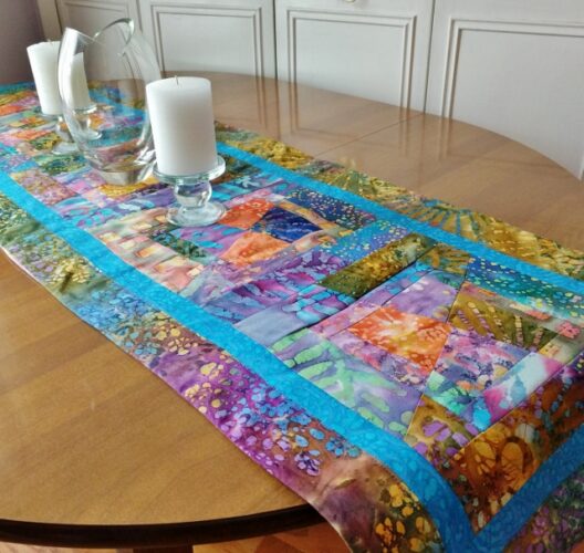Kaleidoscope Splatter Blue Table Runner 44 inch