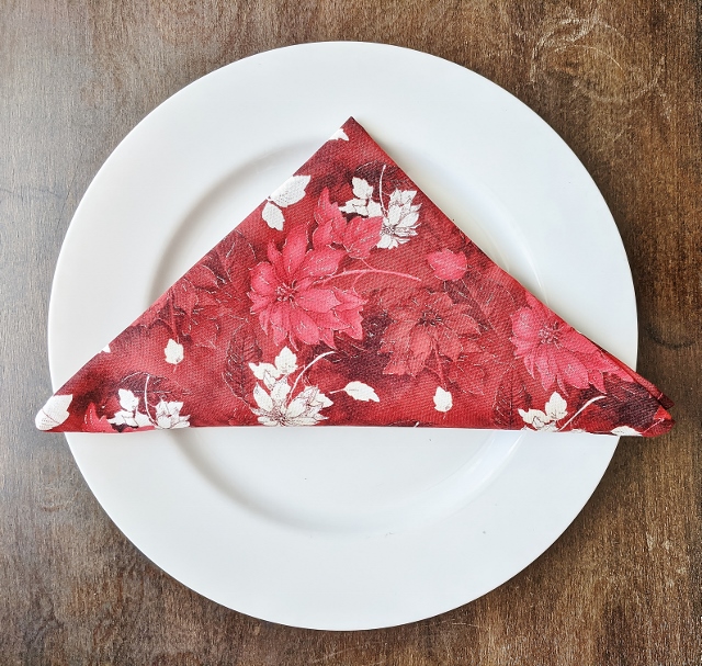 Red Poinsettia Dinner Table Napkins - Image 5