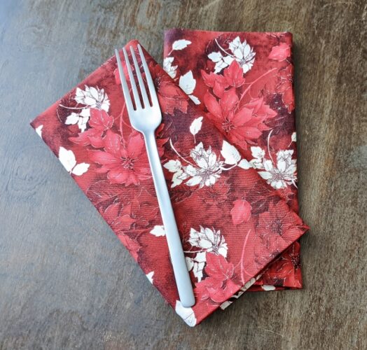 Red Poinsettia Dinner Table Napkins