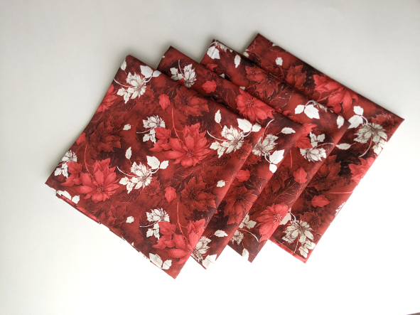 Red Poinsettia Dinner Table Napkins - Image 10
