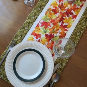 Fall Leaves Table Runner Green