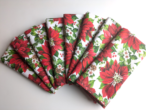 Poinsettia Holiday Dinner Table Napkins - Image 9