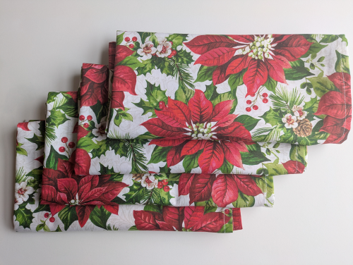 Fresh Poinsettia Dinner Table Napkins - Image 7