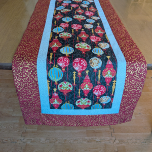 Holiday Wishes Ornament Table Runner Ruby