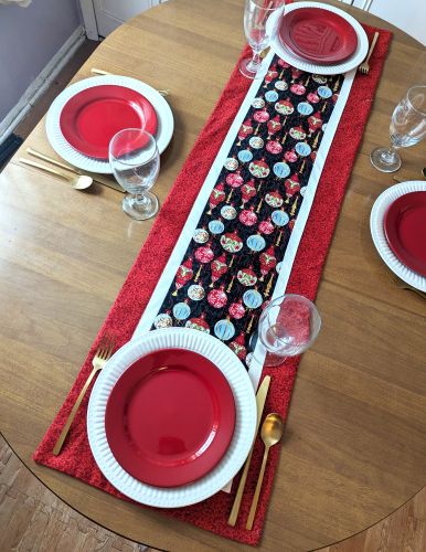 Holiday Wishes Ornament Table Runner Red - Image 5