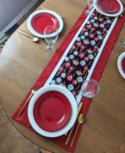 Holiday Wishes Ornament Table Runner Red - Image 4