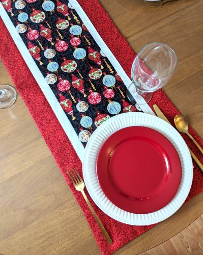 Holiday Wishes Ornament Table Runner Red - Image 7