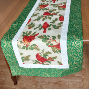 Red Cardinals Table Runner Green
