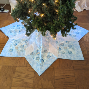 Blue Ornaments Christmas Tree Skirt Star