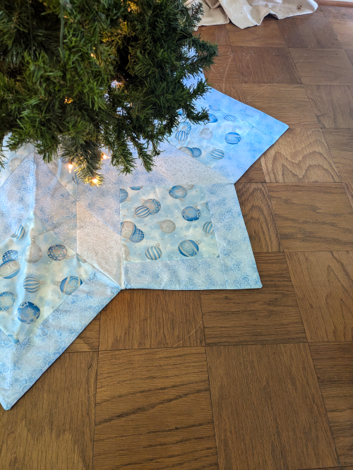Blue Ornaments Christmas Tree Skirt Star - Image 2