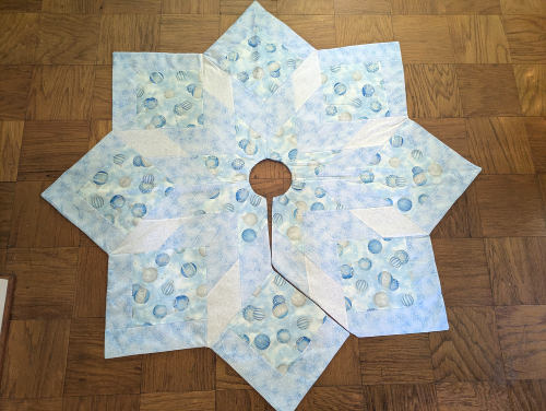 Blue Ornaments Christmas Tree Skirt Star - Image 6