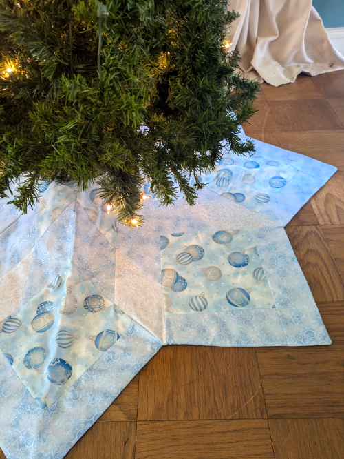 Blue Ornaments Christmas Tree Skirt Star - Image 5