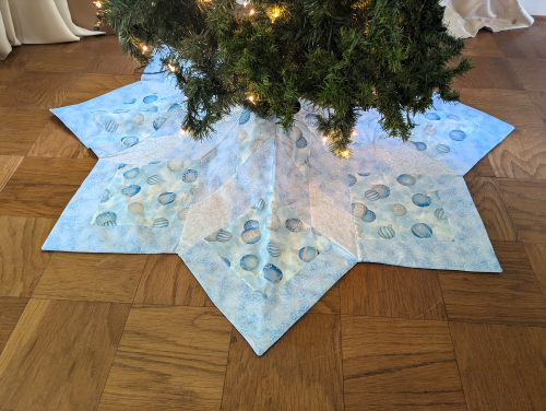 Blue Ornaments Christmas Tree Skirt Star - Image 4