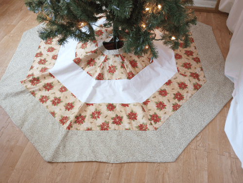 Striped Gold Poinsettia Tree Skirt - Image 4