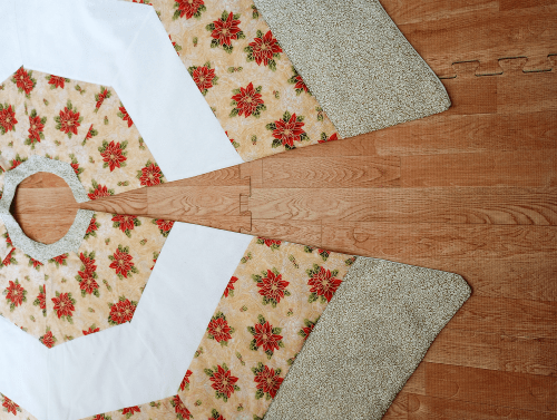 Striped Gold Poinsettia Tree Skirt - Image 6