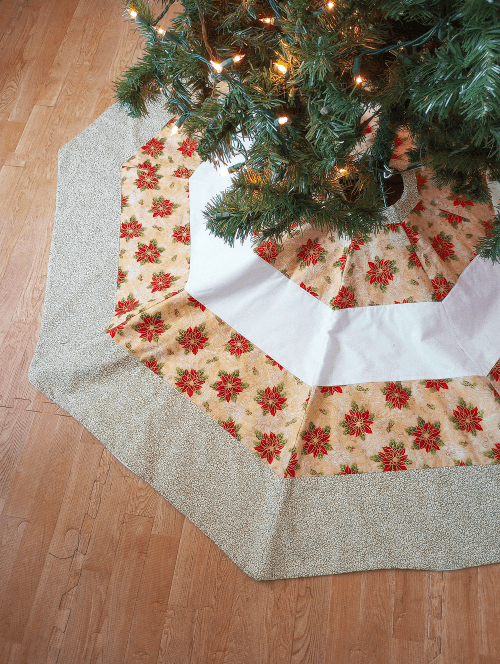 Striped Gold Poinsettia Tree Skirt - Image 5