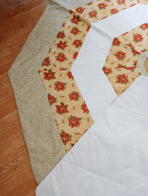 Striped Gold Poinsettia Tree Skirt - Image 7