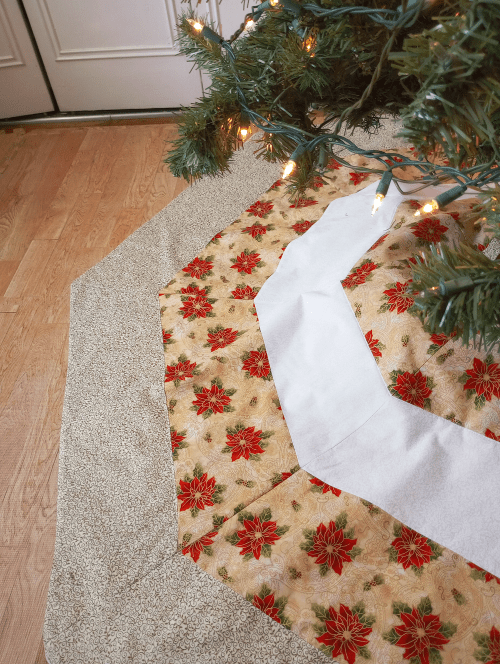 Striped Gold Poinsettia Tree Skirt - Image 3