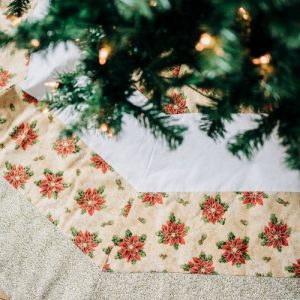 Striped Gold Poinsettia Tree Skirt