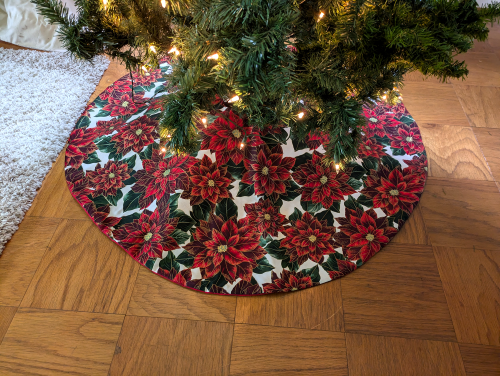 Burgundy Poinsettia Tree Skirt