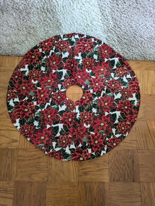 Burgundy Poinsettia Tree Skirt - Image 6