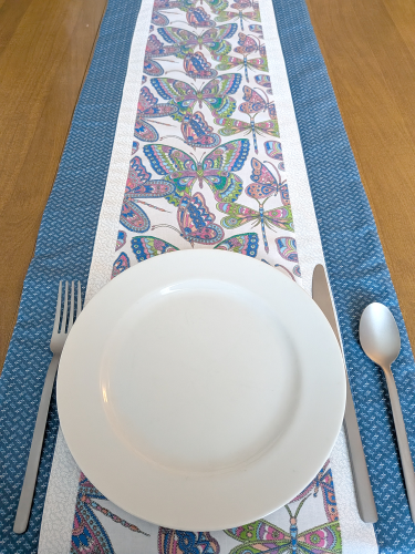 Butterfly Table Runner Blue - Image 2