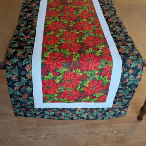 Festive Poinsettia Christmas Runner Holly