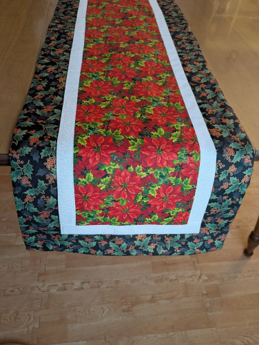 Festive Poinsettia Christmas Runner Holly