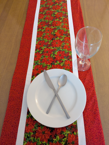 Festive Poinsettia Christmas Runner Red - Image 7
