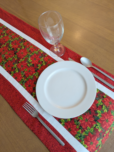 Festive Poinsettia Christmas Runner Red - Image 2