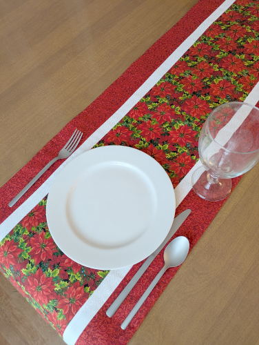 Festive Poinsettia Christmas Runner Red - Image 5