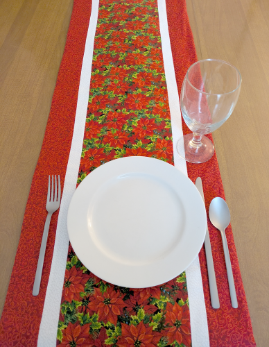 Festive Poinsettia Christmas Runner Red - Image 3