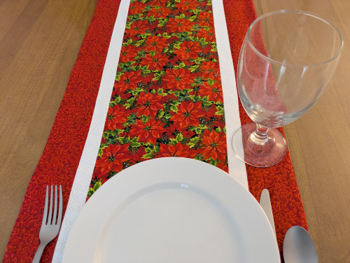 Festive Poinsettia Christmas Runner Red - Image 4