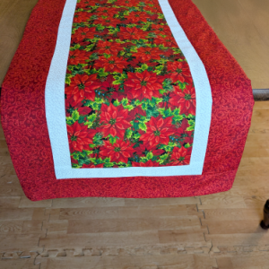Festive Poinsettia Christmas Runner Red