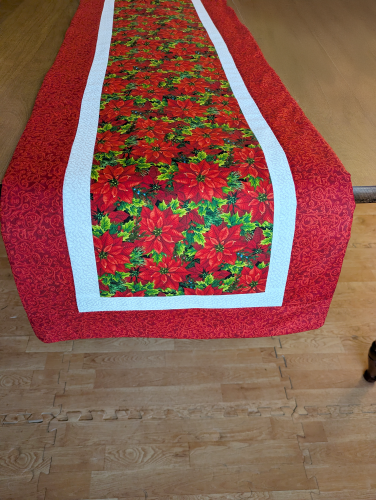 Festive Poinsettia Christmas Runner Red