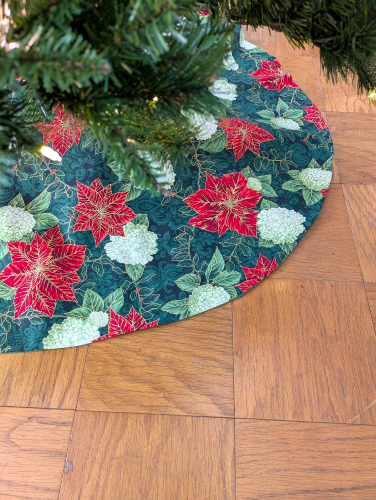 Green Poinsettia Tree Skirt - Image 5