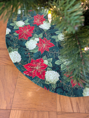 Green Poinsettia Tree Skirt - Image 3
