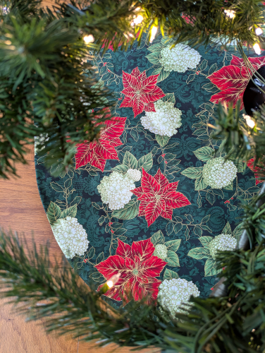 Green Poinsettia Tree Skirt - Image 6