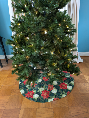 Green Poinsettia Tree Skirt - Image 4
