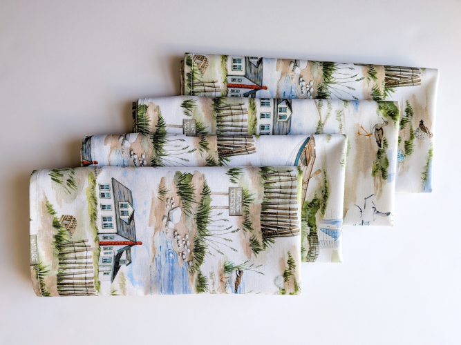 Lighthouse Napkins Handmade coastal kitchen decor ideas Nautical theme dining room accessories Unique lighthouse patterned home accents Eco-friendly reusable cloth napkins for summer Set of 4 handmade cotton napkins with lighthouses Soft cotton nautical napkins for beach house Washable handmade cloth napkins for coastal theme Premium cotton lighthouse napkins for dinner parties