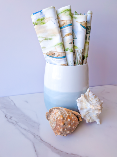 Lighthouse Napkins Handmade coastal kitchen decor ideas Nautical theme dining room accessories Unique lighthouse patterned home accents Eco-friendly reusable cloth napkins for summer Set of 4 handmade cotton napkins with lighthouses Soft cotton nautical napkins for beach house Washable handmade cloth napkins for coastal theme Premium cotton lighthouse napkins for dinner parties