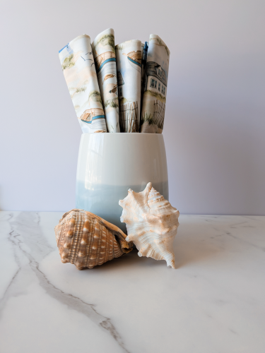 Lighthouse Napkins Handmade coastal kitchen decor ideas Nautical theme dining room accessories Unique lighthouse patterned home accents Eco-friendly reusable cloth napkins for summer Set of 4 handmade cotton napkins with lighthouses Soft cotton nautical napkins for beach house Washable handmade cloth napkins for coastal theme Premium cotton lighthouse napkins for dinner parties