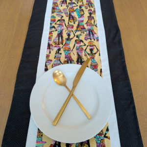 African Women Table Runner Black